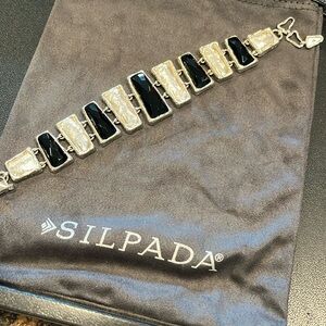 SILPADA B2902 Retired “Black Tie”Onyx & Sterling Silver Bracelet